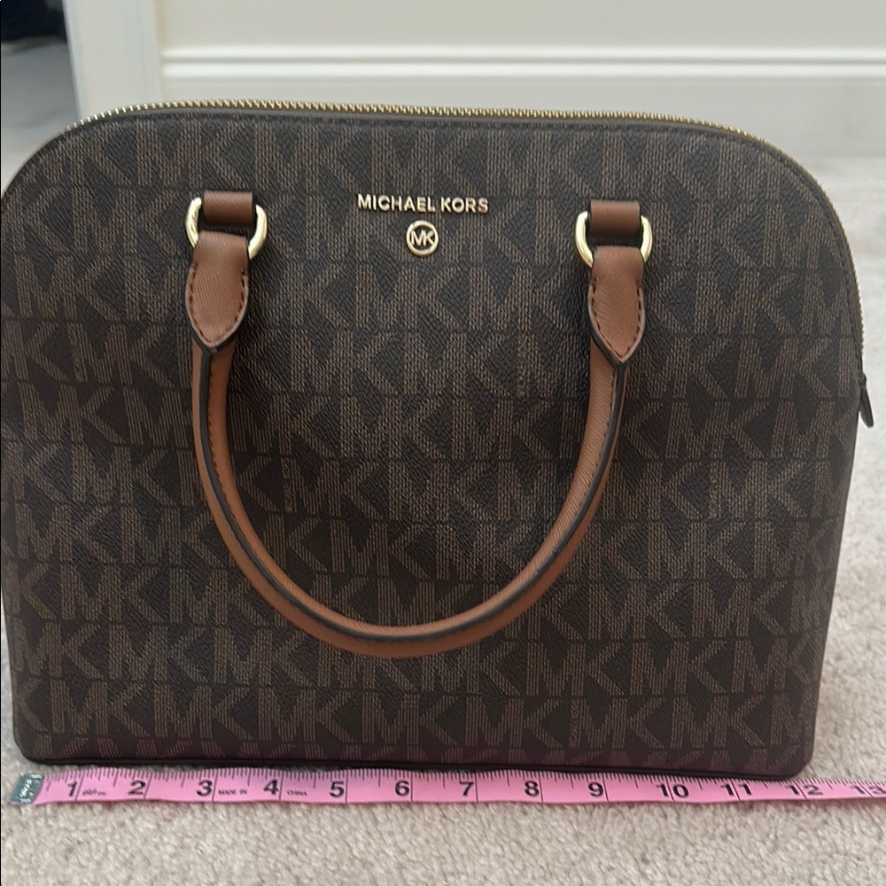 Michael KORS Signature Logo Brown Handbag Tote - Picture 2 of 9